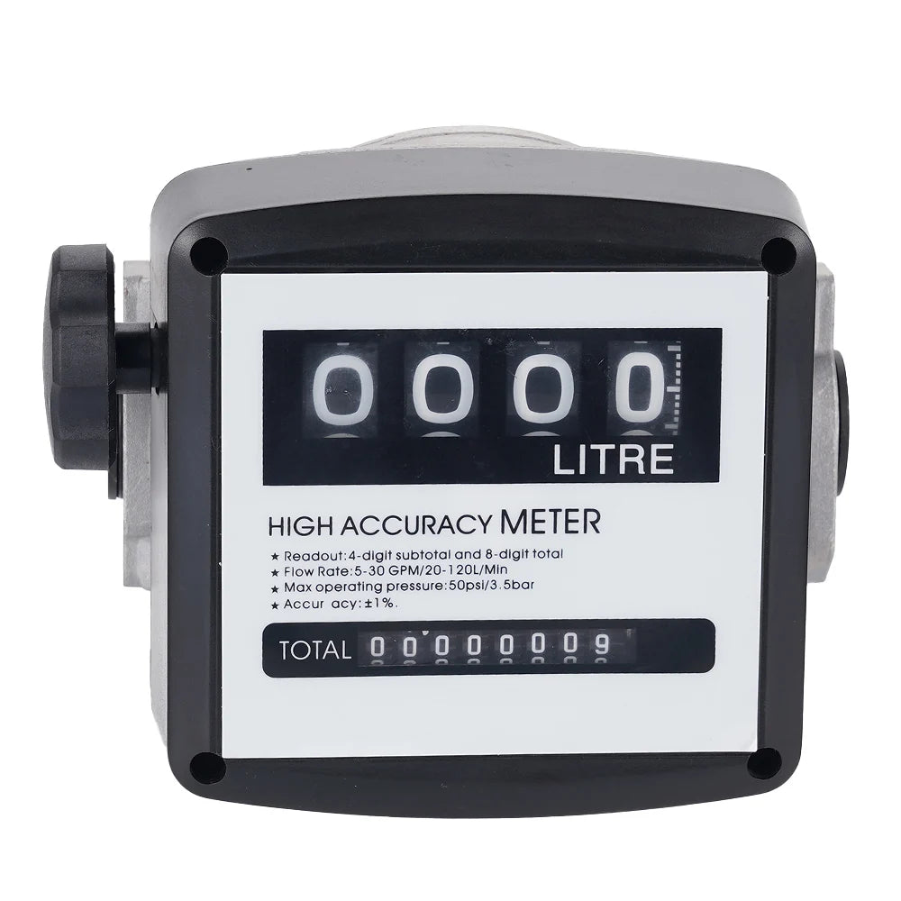 FM-120 4 Digital Fuel Oil Flow Meter 20-120L/Min Diesel Petrol Flow Counter High Accuracy Digital Liquid Flow Measuring Tool