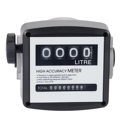 FM-120 4 Digital Fuel Oil Flow Meter 20-120L/Min Diesel Petrol Flow Counter High Accuracy Digital Liquid Flow Measuring Tool