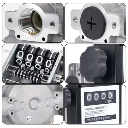 FM-120 4 Digital Fuel Oil Flow Meter 20-120L/Min Diesel Petrol Flow Counter High Accuracy Digital Liquid Flow Measuring Tool